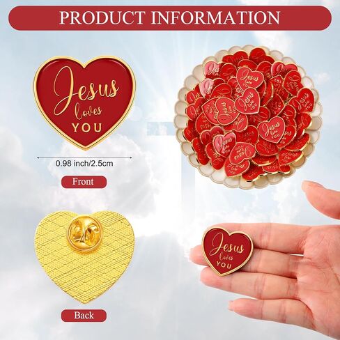 Tondiamo 50 Pieces Religious Jesus Pins Bulk Christian Favors Includes Jesus Loves You Sign Lapel Pin Brooches for Women Men Church Gifts Charms Presents for Family Reunion Party Christmas Favors in Kuwait