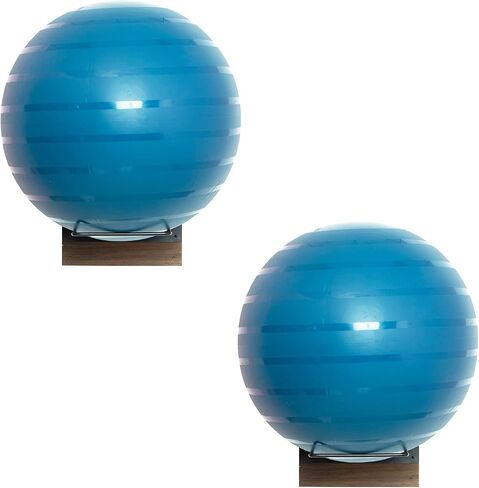 MyGift Wall Mounted Exercise Stability Ball Holder, Rustic Burnt Solid Wood and Black Metal Wire Display Rack for Yoga Balls in Home Gym or Studio, Set of 2 in Kuwait