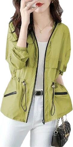 Women Sun Protection Clothing Short Coat Summer Korean Thin Windbreaker Loose Hooded Sunscreen Shirt in Saudi Arabia