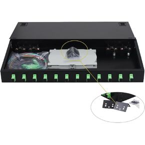 FYBOPTWU-12 Singlemode 12 Port SC-APC صندوق حاوية مثبت على حامل وصواني لصق كابلات الألياف مجموعة التخزين المؤقت (تشمل الضفيرة والمقرنات)، صندوق لوحة التصحيح المحملة LGX 12 الأساسية يناسب خزانة رفوف مقاس 19 بوصة in Kuwait