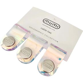 MUMI Holographic Cord Organizer - Cable Organizer - Stylish Cable Ties - Cord Wrap Cable Management - 3.1 x 0.78 inches Cable Straps Set of 3