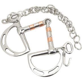 TOPINCN Horse Bits Snaffle Stainless Steel Pelham Horse Bit Accessory Equestrian D Ring Snaffle Bit with Chain for 125mm Horse Mouth