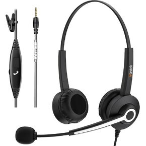 Wantek سماعة الهاتف الخليوي مع ميكروفون إلغاء الضوضاء، سماعة رأس سلكية للكمبيوتر 3.5 ملم لأجهزة Android وأجهزة الكمبيوتر المحمول والكمبيوتر اللوحي Skype Call Center Home Office، راحة فائقة in Kuwait