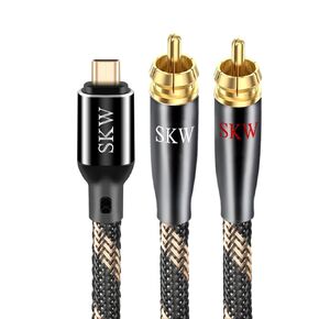 SKW USB C to 2 RCA Audio Cable Audiophile Type C to 2RCA Male Jack Plug Y Adapter Cord Compatible with iPad Pro, MacBook, Samsung, Pixel 7 Pro 3.2ft/1M