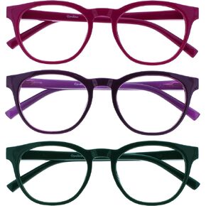 OPULIZE Blu 3 Pack Retro Blue Light Blocking Glasses Blue Grey Gaming Computer Mens Womens Anti Glare Reduce Headaches