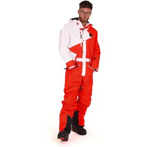 Stardust Ski Suit Mens | Red and White | Waterproof, Breathable & Insulated Synthetic | Recycled Polyester