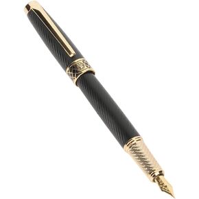 Fancy Gold Fountain Pens with Real 24K Gold Trim, Luxury Pen with 24K Gilded Fine Nib and Ink Converter for Smooth Writing, Nice Pen Set for Men Women Birthday Chirtmas Gifts