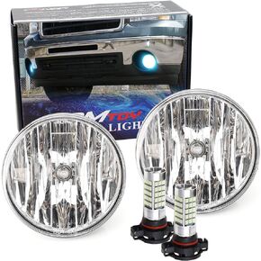 iJDMTOY OEM-Spec Clear Lens Fog Light Kit with 69-SMD Super Bright Ice Blue LED Replacement Bulbs Compatible With 2007-2013 GMC Sierra 1500 2500 3500