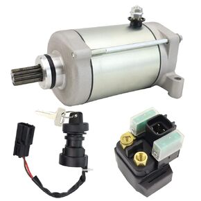 Starter Motor & Solenoid Relay & Ignition Switch for Yamaha Rhino 700 2008-2013 Viking 700 2014-2023 Viking VI 700 2015-2023 Wolverine 700 2016-2018 1S3-81890-00-00 2MB-H1890-00-00