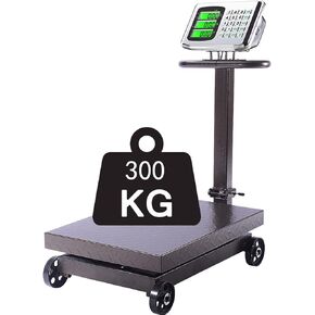 660lb Industrial Floor Platform Scale with Wheels Computing Digital Scale with Accurate LB/KG Price Calculator High-Definition Displa Foldable Rechargable for Weighing Luggage Package in Saudi Arabia