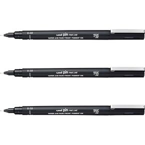 UNI-BALL PIN DRAWING PEN FINELINER ULTRA FINE LINE MARKER 0.3mm BLACK Ink - [Pack of 3]