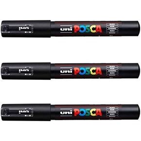UNI-Ball POSCA Marker Pen PC-1M - Black - Pack of 3 PENS