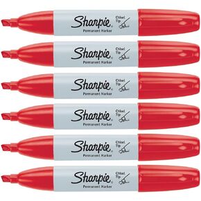 Sharpie 38283 Sharpie Chisel Tip Permanent Marker Open Stock - Red 6pk