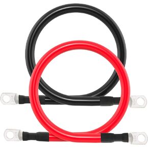 2 AWG Battery Cable 2AWG Gauge Battery Inverter Cables with 3/8 in Lugs Pure Copper Power Inverter Wire Set for Solar Marine Boat RV Car Motorcycle 2pcs (1FT)