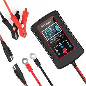 Car Battery Charger, 6V 12V Automatic Smart Trickle Battery Charger, Intelligent Pulse Repair Charger with ASE Adapter Cable, Battery Desulfator for Motorcycle Lawn Mower Marine