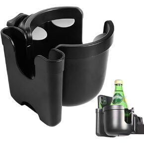 Boat Black Cup Holder with Phone Holder,Clamp-on Mount Marine Universal Drinks Holders Rotation Drink Holder for Marine Boat,Yacht,Kayak,Boat Rail, Boat Handle Bar,Bikes,etc,with Alligator Clamp