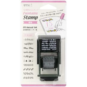 Midori 35383006 Stamp, Rotating Stamp, Plant Pattern