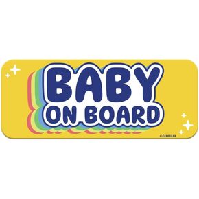 GEEKBEAR [Signature] Baby on Board Car Magnet - Rainbow Line - Rectangular 8.7 x 3.5 in (1, Blue)