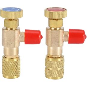 R12 R410 Refrigerant Charging Valve with Safety Adapters and Flow Control Ball Valve, R12 R22-1/4“ Male to 1/4" Female, R410-1/4" Male to 5/16" Female for R12 R22 R410 Air Conditioner Manifold