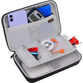 Hard Electronics Organizer, Travel Cable Organizers Bag Electronic Accessories Tech Storage Handy Case for MacBook Power Adapter, iPhone Chargers, Power Bank, Magic Mouse, USB Cables, Black+Black