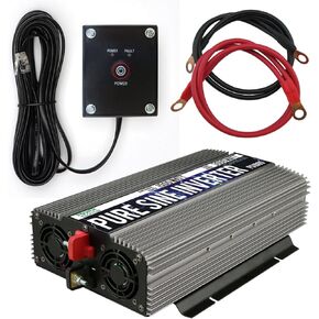 GoWISE Power 1500W Pure Sine Wave Power Inverter 12V DC to 120 V AC with 3 AC Outlets, 1 5V USB Port, 2 Battery Cables, and Remote Switch (3000W Peak) PS1005 (Brand Name/Packaging May Vary)
