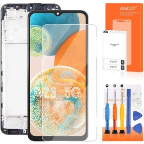 for Samsung Galaxy A23 5G LCD Screen Replacement for Samsung A23 5G LCD Display SM-A236B SM-A236U LCD Digitizer Screen Touch Assembly Repair Kits Black with Frame with Tools and Tempered Glass