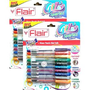 Xtra Sparkle Glitter Gel 10 Colours Xtra Sparkle Gel Pen by Flair 2 Pack