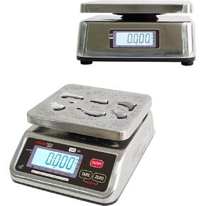 TVS Portion Control Stainless Steel Washdown Scale, Lb/Oz/Kg/g Switchable, Low Profile Design, 12lb Capacity, 0.002lb Readability, Dual Display, NTEP Legal for Trade COC #19-058