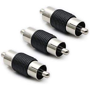 RCA Adapter, Male to Male Coupler, Extender, Barrel - Audio Video RCA Connectors, for Audio, Video, S/PDIF, Subwoofer, Phono, Composite, Component, 3 Pack