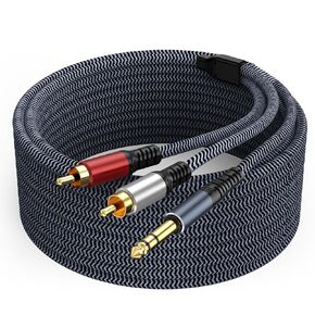 RCA to 1/4 Cable 50ft, 1/4 TRS to RCA Y Splitter Cable, RCA to Quarter inch Audio Cable Compatible with Amplifier,Mixing Console,Speaker, Home Theater System and More