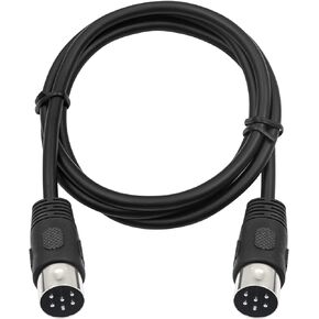 Poyiccot DIN 6 PIN Male Plug Cable, 3.3feet 6 PIN DIN Male to Male AV Adapter Audio Socket for Digital Audio Devices, Black