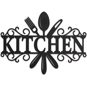 Vivegate Utensil Metal Kitchen Signs Wall Decor - Black Modern Utensil Country Metal Kitchen Wall Decor Sign for Kitchen and Dining Room Metal Wall Decor (KITECHEN02)