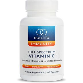 Equilife - Full Spectrum Vitamin C, Immune Supplement, Helps Regulate Irritation Responses, Boosts Metabolism, Promotes Long-Lasting Moisture in Skin, Easy-to-Use (60 Capsules)