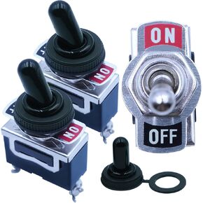 3Pcs Metal Toggle Switch 12V ON/Off Switch 2 Position SPST Heavy Duty Rocker Switch Marine Automotive Switch with Waterproof Boot Cap Cover, 15A 250V 20A 125V in Kuwait