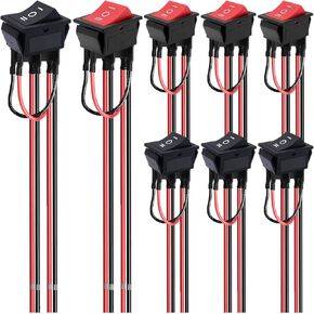 8Pcs DPDT 6 Pins 3 Position ON/Off/ON Rocker Toggle Switch AC 20A/125V 16A/250V for Car and Boat with Pre-soldered Wires (Red/Black) in Saudi Arabia