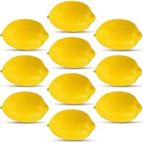 10pcs Artificial Lemons Simulation Lifelike Lemons Fake Fruit for Home Kitchen Wedding Party Decoration Photography (Big Size, Yellow)