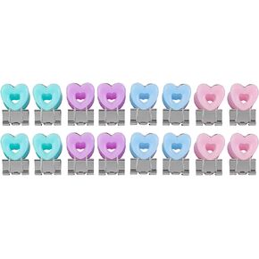 دبابيس ورق صغيرة على شكل قلب، مشابك ورق، سهلة الإمساك، الوان متنوعة، لوازم المكتب المدرسية، 16 قطعة/المجموعة in Kuwait