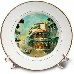 3dRose Painting Of New Orleans Just Before Mardi Gras - Porcelain Plate, 8-inch