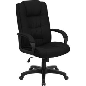 Flash Furniture Jessica High Back Black Fabric Executive Swivel Office Chair with Arms