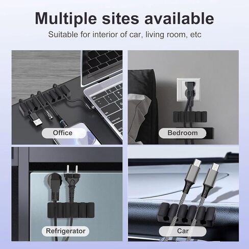 مشابك كابلات منظم سلك أسود لإدارة الكابلات حامل سلك سيليكون ذاتي اللصق شاحن حامل سلك مشابك سلك لمنضدة مكتب المنزل والمكتب والسيارة in Kuwait