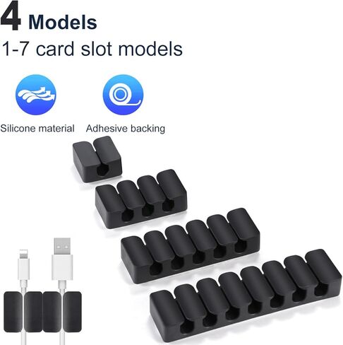 مشابك كابلات منظم سلك أسود لإدارة الكابلات حامل سلك سيليكون ذاتي اللصق شاحن حامل سلك مشابك سلك لمنضدة مكتب المنزل والمكتب والسيارة in Kuwait