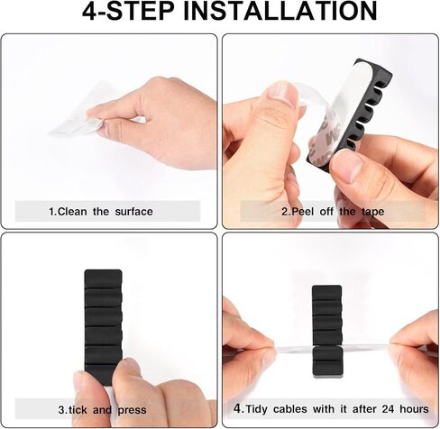 مشابك كابلات منظم سلك أسود لإدارة الكابلات حامل سلك سيليكون ذاتي اللصق شاحن حامل سلك مشابك سلك لمنضدة مكتب المنزل والمكتب والسيارة in Kuwait