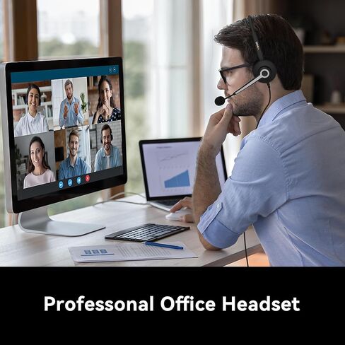 Wantek سماعة الهاتف الخليوي مع ميكروفون إلغاء الضوضاء، سماعة رأس سلكية للكمبيوتر 3.5 ملم لأجهزة Android وأجهزة الكمبيوتر المحمول والكمبيوتر اللوحي Skype Call Center Home Office، راحة فائقة in Kuwait