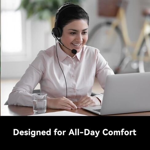 Wantek سماعة الهاتف الخليوي مع ميكروفون إلغاء الضوضاء، سماعة رأس سلكية للكمبيوتر 3.5 ملم لأجهزة Android وأجهزة الكمبيوتر المحمول والكمبيوتر اللوحي Skype Call Center Home Office، راحة فائقة in Kuwait