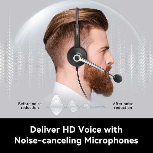 Wantek سماعة الهاتف الخليوي مع ميكروفون إلغاء الضوضاء، سماعة رأس سلكية للكمبيوتر 3.5 ملم لأجهزة Android وأجهزة الكمبيوتر المحمول والكمبيوتر اللوحي Skype Call Center Home Office، راحة فائقة in Kuwait