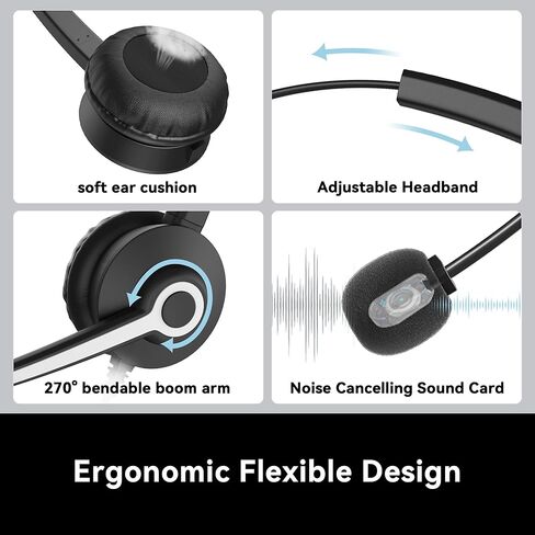 Wantek سماعة الهاتف الخليوي مع ميكروفون إلغاء الضوضاء، سماعة رأس سلكية للكمبيوتر 3.5 ملم لأجهزة Android وأجهزة الكمبيوتر المحمول والكمبيوتر اللوحي Skype Call Center Home Office، راحة فائقة in Kuwait