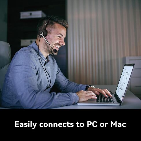 Wantek سماعة الهاتف الخليوي مع ميكروفون إلغاء الضوضاء، سماعة رأس سلكية للكمبيوتر 3.5 ملم لأجهزة Android وأجهزة الكمبيوتر المحمول والكمبيوتر اللوحي Skype Call Center Home Office، راحة فائقة in Kuwait