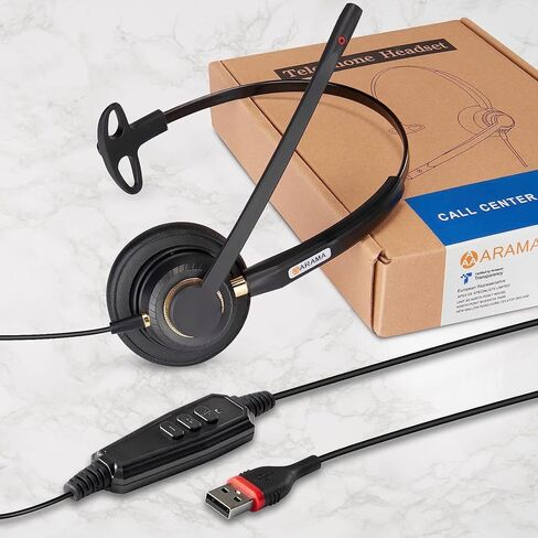 سماعة رأس USB مع ميكروفون لإلغاء الضوضاء والتحكم في الصوت، سماعة رأس USB مريحة للغاية مع ميكروفون للكمبيوتر الشخصي والكمبيوتر المحمول والأعمال التجارية Skype UC Webinar Call Center Office (A800USB) in Kuwait