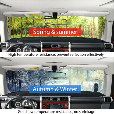 LLKUANG لسيارة Toyota FJ Cruiser 2007-2021 سجادة تيريلين داشمات داشمات داش، غطاء لوحة قيادة السيارة، وسادة تظليل الشمس، ملحقات لوحة داش مضادة للانزلاق (محرك اليد اليسرى) in Kuwait