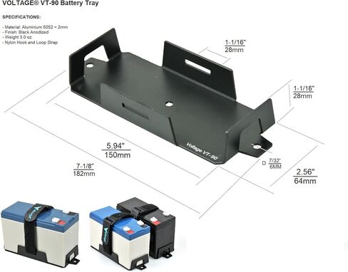 علبة بطارية صغيرة لبطاريات 12V 10AH، 12V 9AH، 12V 8AH، 12V 6AH، 6V 7AH، 6V 12AH، YT7B-BS والمزيد. حامل البطارية مع حزام التثبيت VT-90 in Kuwait